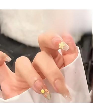 Summer hand-painted tulip nail patches for beautiful wearing and refreshing mid to long nails(Ladder M)