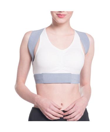 Back bandage posture correction for women gray adjustable soft comfortable breathable neoprene material stable safe overright for men (L)