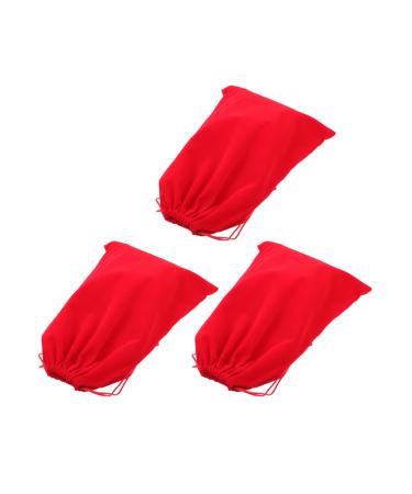 VINTORKY 3pcs Hair Dryer Storage Bag Hair Blower Pouches Large Storage Bag Drawstring Pouches Flannel Red