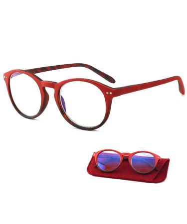 KOOSUFA Reading Glasses Anti-Blue Light Vision Aid Men Women Retro Round Nerd Glasses Reading Aids Spring Hinges Full Rim Glasses Anti Fatigue Glasses with Strength 0.0 1.0 1.5 2.0 2.5 3.0 Red 1.5 x