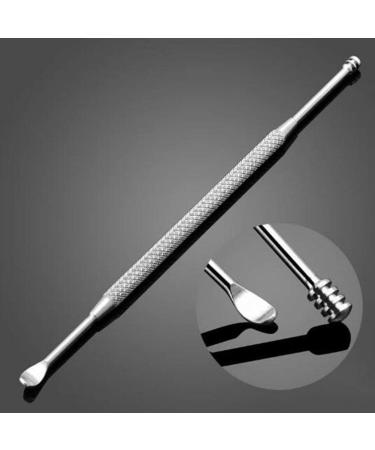 Ear wax removal tool double end stainless steel spiral ear pick spoon ear wax removal ear spoon cleaning tool silver shortcut - Buy Online on GoSupps.com