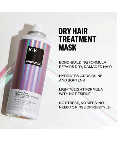 IGK Hair Treatment Full Size Set | Antisocial Hair Mask + Good Behavior Spray | Overnight Bond-Building + Keratin Like Smoothing Spray | Vegan + Cruelty-Free | Set of 2 5 Fl Oz + 5.6 Fl Oz (Pack of 2) - Buy Online on GoSupps.com