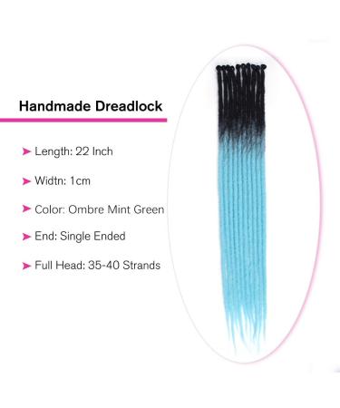 24 Ombre Mint Green Crochet Dreadlock Extensions - 10Dreads Hip Hop Style | Synthetic Hair | 24 Inch | White Women - Buy Online on GoSupps.com