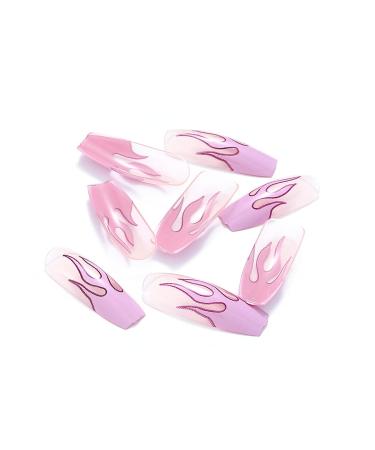 Vatocu Coffin Flame Glitter False Nails - Purple Ballerina Full Cover Acrylic Press-On Nails (24 Pieces) for Women & Girls - Buy Online on GoSupps.com