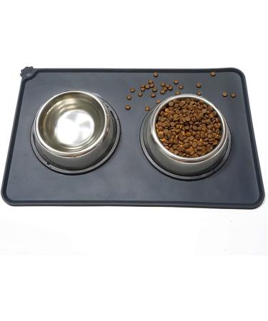 Lessmon Dog Cat Feeding Mat | Silicone Waterproof Pet Food Mat - Black | Durable & Easy to Clean - Buy Online on GoSupps.com