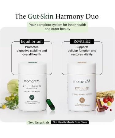 momentM Equilibrium 3-in-1 Probiotics for Women & Men Digestive Health Prebiotics and Probiotics for Women with HOWARU Strains Postbiotics & Fennel for Bloat & Gut Health 12.5B CFU 30 Capsules - Buy Online on GoSupps.com
