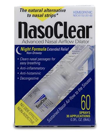 NasoClear Night Formula Natural Nasal Spray Congestion Relief Pack of 2