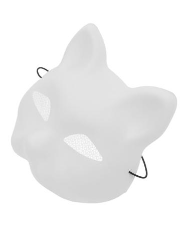 PRETYZOOM Cat Mask Therian Mask White Cat Mask Blank DIY Halloween Mask Animal Half Face Mask For Masquerade Cosplay Party