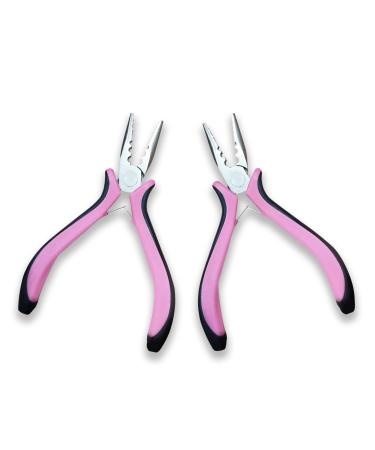 Miaija 2Pieces Hair Extension Pliers Pink Stainless Steel Nano Beads Links Hair Plier Professional Nano Hair Extension Tools for Micro Nano Rings Removal Extending Hair Wearing