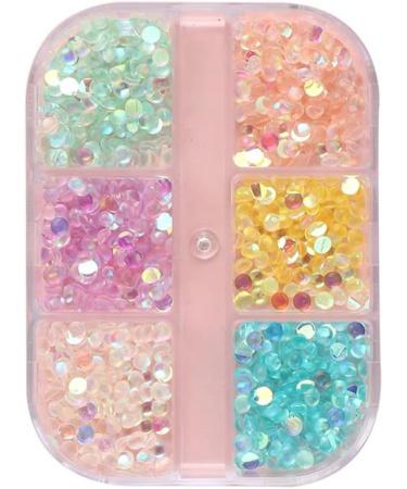 6 Grid Accessories Crystal Strass Diamond AB Color Round Glass Mermaid Gradient Aurora Nail Rhinestones - Buy Online on GoSupps.com