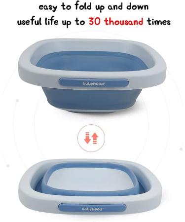 Babyhood Collapsible Wash Basin for Kids & Babies - Lightweight Portable Folding Basin for Baby Bottles, Breast Pump Parts - Ideal for Home, Kitchen, Camping - 2021 Blue - Buy Online on GoSupps.com