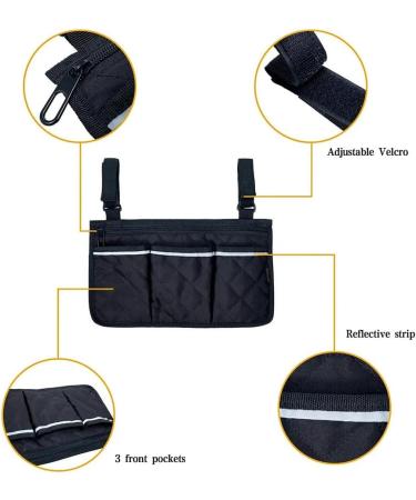 yuoseg Wheelchair Armrest Side Storage Bag Suitable for Most Walking Wheels and Mobile Equipment - Buy Online on GoSupps.com