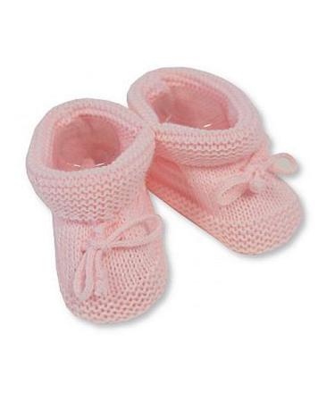 Nursery Time Baby Boys Girls Newborn Knitted Tie Up Booties Soft Shoes Blue Grey Pink Grey 35