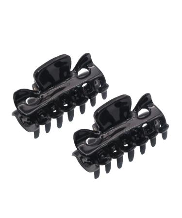 Parcelona French Classic Small 1 1/2 Celluloid Hair Claw Clip No Slip Grip Women Hair Accessories  Made in France (Solid Black)