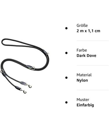 Leitengr n Dog Leash Derby | 2m Adjustable Nylon Leash for Medium to Large Dogs | Classic Black Dark Dove | Durable & Flexible Design - Buy Online on GoSupps.com
