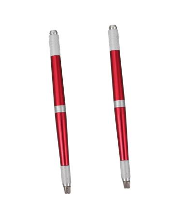 DOITOOL 2pcs Eyebrow Supply Aluminium Microblading Manual Pen Embroidered Makeup Pencil Permanent Make 14.2x0.9cmx2pcs Redx2pcs
