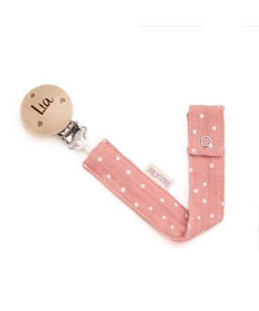 Personalized AngelicArt Pacifier Strap for Boys & Girls - Engraved Name Color Options & Perfect Baby Gift - Pink Dotted - Buy Online on GoSupps.com