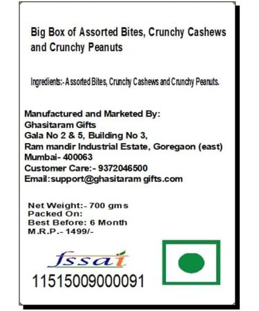 Ghasitaram Gifts Rakhi Gifts for Brothers Dryfruit - Big Box of Assorted Bites Crunchy Cashews and Crunchy Peanuts with 2 Pearl Rakhis Big Box of Bites Crunchy Cashews Peanuts 2 Rakhis - Buy Online on GoSupps.com