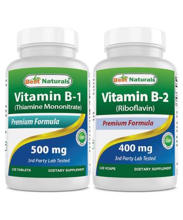 Best Naturals Vitamin B1 as Thiamine Mononitrate 500 mg & Vitamin B2 (Riboflavin) 400mg