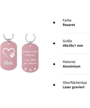 Personalized Aluminum Dog Shield with Engraving - Custom Address Pendant for Dogs & Cats (Pink) - High-Quality Laser Engraving - Buy Online on GoSupps.com