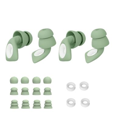 YOXIER Ear Plugs Sleep Earplugs Silicone Ear Plugs for Sleeping Noise Cancelling Reusable Earplugs for Noise Reduction Effective Sound Isolation Creates a Quiet Environment for Sleeping Study Work Co A Green