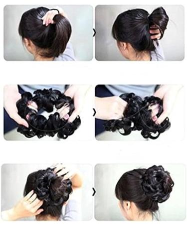 CAISHA by PRETTYSHOP Large Hairpiece Scrunchy Instant Updo Curly Messy Bun Black #1 - G1E - Buy Online on GoSupps.com