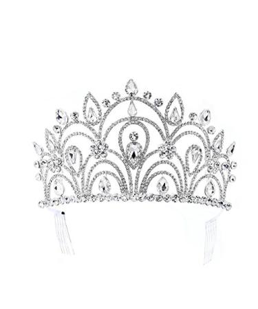 Eseres Tall Pageant Tiaras with Combs for Women Elgeant Rhinestone Crown