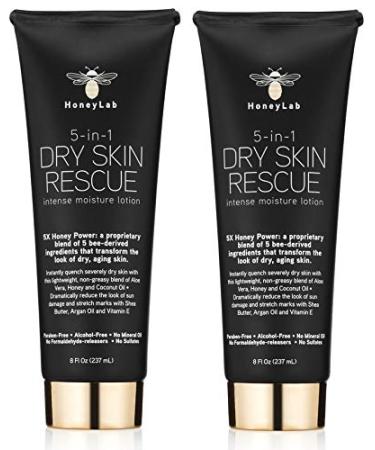 HoneyLab 5-In-1 Dry Skin Rescue Moisturizer Skincare Lotion For Face, Body, & Hands. Honey Power Bee-Derived Natural Ingredients Help Reduce Look Of Sun Damage Skin & Stretch Marks, 8 Fl Oz (2-Pack) 8 Fl Oz (Pack of 2)