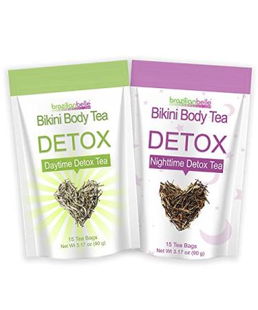 Brazilian Belle Bikini Body Detox & Cleanse Bundle Pack (30 Tea Bags) Boost Energy, Manage Weight, Fight Bloating & Reduce Stress 15 Count (Pack of 2)