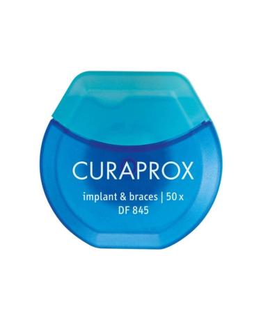 Curaprox Dental Floss DF 845 implant & Braces Floss Curen Microfibre with Threader 50 Pieces 25 cm