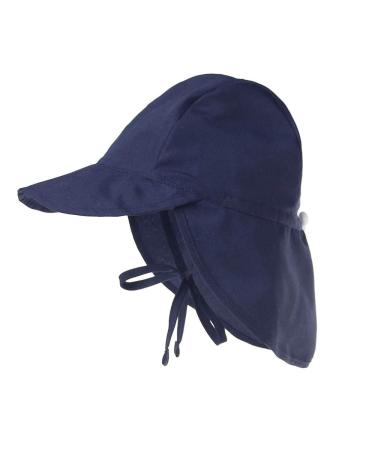 LACOFIA Baby Sun Protection Beach Hat Toddler Super Soft Adjustable Flap Cap Kids Summer Visor Cap 2-5 Years B-Navyblue