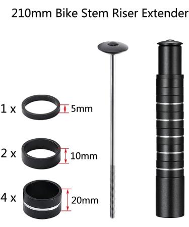Boenoea Bike Stem Riser Extender 115mm - Aluminum Alloy Handlebar Raiser for Mountain, Road, MTB, BMX, Fixie - Black - Buy Online on GoSupps.com