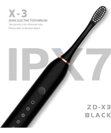 Sonic Electric Toothbrush USB Rechargeable with 4 Heads, 6 Modes & Timer - IPX7 Waterproof for Adults & Kids (Black) - Buy Online on GoSupps.com