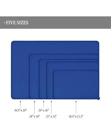 Reopet Silicone Feed Mats for Pets - Waterproof Dog & Cat Mats with Elevated Edges - 53x37 cm (1-Pack) Navy Blue - Best for Mess-Free Feeding - Buy Online on GoSupps.com