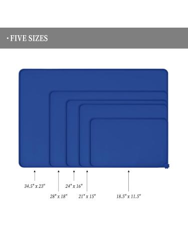 Reopet Silicone Feed Mats for Pets - Waterproof Dog & Cat Mats with Elevated Edges | 60 x 40 cm (1-Pack) Marine Blue - International Shipping Available - Buy Online on GoSupps.com
