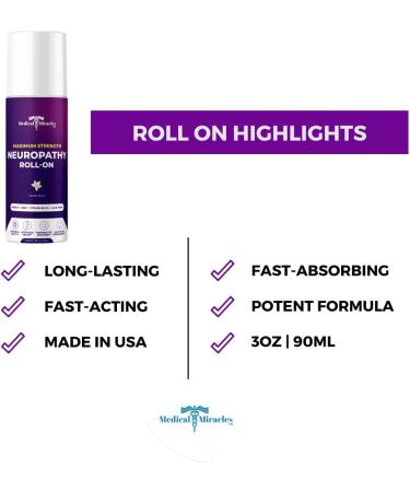 Medical Miracles Vanilla Neuropathy Relief Roll On - Made in USA | For Hips, Joints, Neck, Back, Elbows, Fingers, Hands & Knees - Buy Online on GoSupps.com