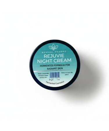 Revival Pharms Rejuvie Night Cream Fermented Formula for Radiant Skin with Royal Jelly and Collagen Natural Probiotic-Rich Moisturizer 30g/1oz
