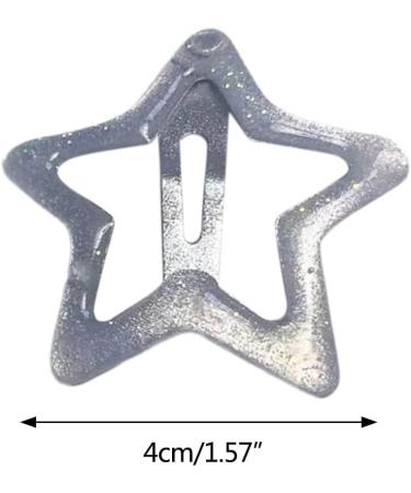 Shining Star Hair Clips Sweet Hollowed Star Snap Hair Clips Hair Clamps Barrettes for Girls Women Cute Headpieces Silver Five Pointed - Buy Online on GoSupps.com