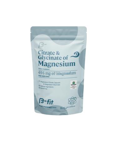 B-FIT B Magnesium Glycinate & Citrate - 220 Capsules - Magnesium Supplement - 496 mg Elemental Magnesium - Supports Sleep and Muscle Recovery - Vegan - High Absorption Formula - 2 Month Supply