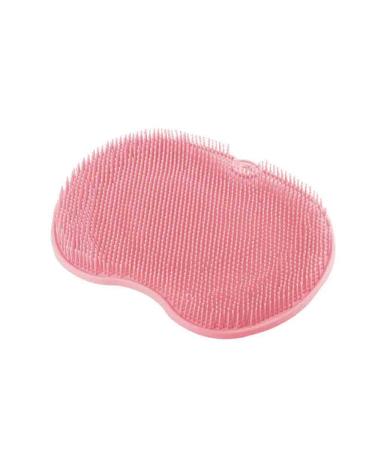 Shower foot scrubber 28 x 19.5 cm massage device cleaning mat skin care and foot care shower accessories with non-slip suction cups massage bristles (pink) rose