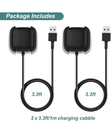 Fitbit Versa 2 Charger Replacement Cable Dock 2 Pack with 3.3ft USB Cord - for Versa 2 Smart Watch - Buy Online on GoSupps.com