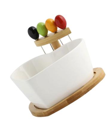 Zerodeko Food Container 1 Set Serving Food Salad Container Fruit Desserts Tableware Dessert with Bowl Heart Kitchen Soup Bowls White 16X16X10.5CM