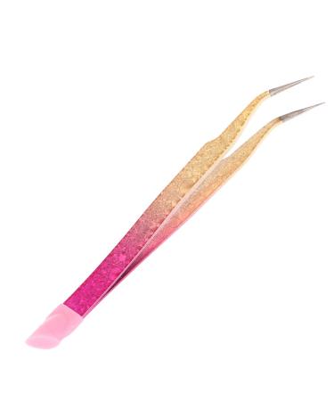 Double Ended Nail Art Tweezers for Women Stainless Steel Tweezer Set Straight Tip Curved Tweezers Precision Lash Tweezers for Eyelash Extensions Pointed Tweezer A One Color