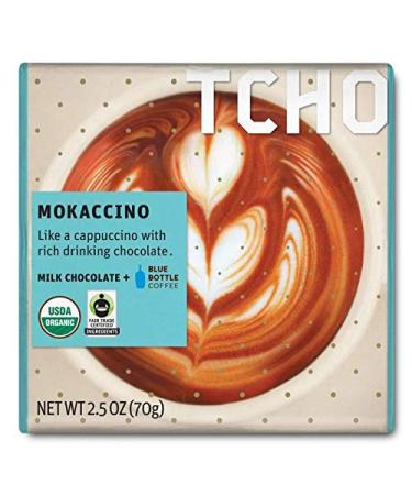 TCHO Milk Chocolate Mokaccino, 70g bar, Pack of 12 Mokaccino Chocolate