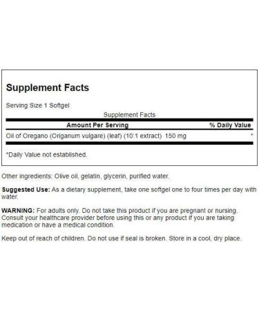 Swanson Oregano Oil 10:1 Extract Softgels - Promotes Digestive, Respiratory, and Urinary Tract Health - 120 Count, 150mg Each - Buy Online on GoSupps.com