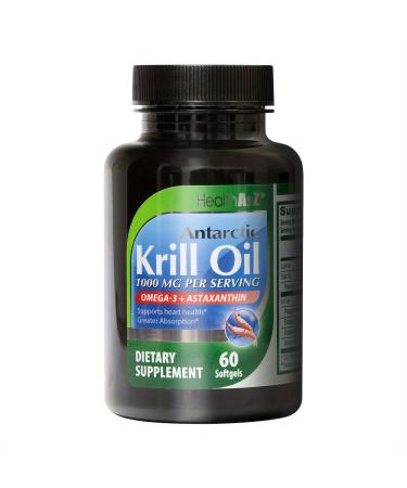 NutraA2Z Antarctic Krill Oil 1000mg per Serving 60 softgels