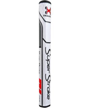 Super Stroke Traxion Tour Golf Putter Grip Minimize Grip Pressure with a Unique Parallel Design - White & Grey &Red