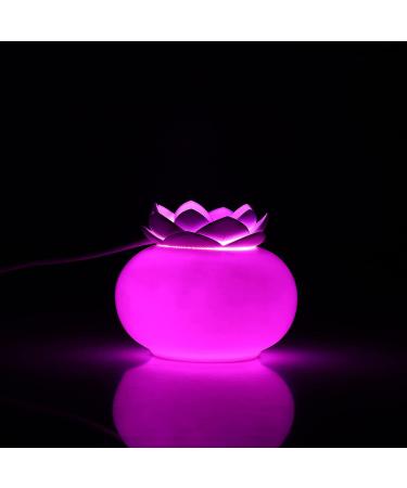 FiveSda Ceramic Essential Oil Diffuser | Cute Lotus USB Aromatherapy Humidifier for Bedroom Home | 7 Colors LED Light Auto Shut-Off | White Night Light - Buy Online on GoSupps.com