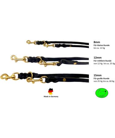 Buy Dogeleine Fat Leather Brass Leash for Small & Large Dogs - Adjustable 2m 2.40m 2.80m 3.50m 5m - Durable & Stylish Black Dog Leash - Buy Online on GoSupps.com