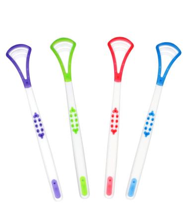 Tongue Scraping Cleaner Tongue Scraper Double-Sided Design Reduce Bad Breath Protect Oral Health 4 Colors 4 Piece Set